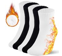 KANAV Thick Winter Thermal Wool Socks (5 Pairs) - Comfy, Slouch Crew, Cozy, Warm Athletic Socks for Women, White, White, White, Black, Black, 5-10