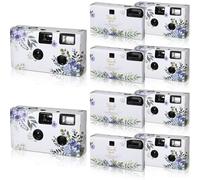 Kanayu 10 Pack Disposable Camera for Wedding Floral 35mm Single Use Film Camera with Flash One Time Use Camera for Anniversary Concert Travel Camp Party Supply Gift Honeymoon(Blue Poppy)