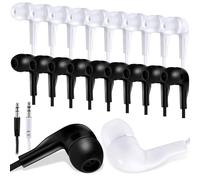 Kanayu 100 Pack Bulk Earbuds for Kids Students Classroom Ear Buds Class Set Headphones Multipack School Earphones Individually Bagged, Operation Christmas Bulk Items(Black and White,Style 2)
