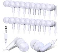 Kanayu 100 Pack Wired Earbuds Bulk Earbuds for Classroom White in Ear Headphones Wired Basic Student Earbuds No Microphone with 3.5 MM Jack for Kids Schools Libraries Laptop, Individually Bagged