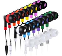 Kanayu 100 Pack Wired Earbuds Bulk for Classroom Ear Headphones Wired Basic Student Earbuds No Microphone with 3.5mm Jack for Kids Class Laptop School Library, Individually Bagged(Colorful)