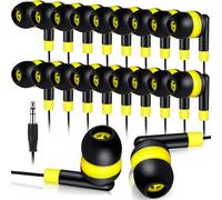 Kanayu 100 Pack Wired Earbuds Bulk for Classroom Ear Headphones Wired Basic Student Earbuds No Microphone with 3.5mm Jack for Kids Class Laptop School Library, Individually Bagged(Yellow)