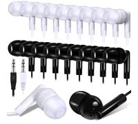 Kanayu 100 Packs Kids Earbuds Bulk Basic Student Earphone Individually Bagged 3.5 mm Headphones for Schools Classrooms Library Teens Gift, Black and White
