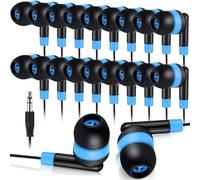 Kanayu 100 Pcs Wired Earbuds Bulk Basic Student Ear Headphones Bulk Classroom Student Earphones No Microphone with 3.5 MM Jack for Kids Schools Libraries Laptop, Individually Bagged (Blue)