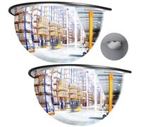 Kanayu 2 Pieces Acrylic Security Mirror Dome Mirror Wall Mount Corner Mirror with Rim for Driveway Indoor Outdoor Hallway Warehouse Office Side View Safety, 18" Diameter (Half Dome)
