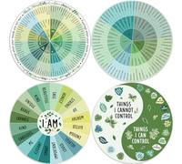 Kanayu 4-Piece Emotion Wheel Chart - 7 Inch Greenery Feelings Therapy Magnet Set for School, Office or Home