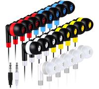 Kanayu 50 Pack Wired Earbuds Bulk for Classroom Ear Headphones Wired Basic Student Earbuds No Microphone with 3.5mm Jack for Kids Class Laptop School Library, Individually Bagged (Multicolor)