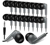 Kanayu 50 Pack Wired Earbuds Bulk for Classroom Ear Headphones Wired Basic Student Earbuds No Microphone with 3.5MM Jack for Kids Class Laptop School Library, Individually Bagged (Gray)