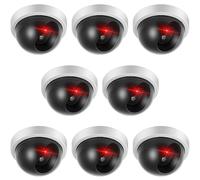 Kanayu 8 Pack Dummy Fake Camera CCTV Dome Fake Security with Flashing Red LED Light Wireless Surveillance Dummy CCTV for Outside Decoy Camera with Screws Tape for Indoor Outdoor Home(White)
