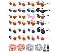 Kanayu Kids Sunglasses DIY Set Includes 24 Pair Colorful Square Heart Round Flower Sunglasses with 200 Pcs Letter Beads 2 Pcs Glue 100 Pcs Daisy Charm for Kids DIY Craft Gifts Supplies Party Favors