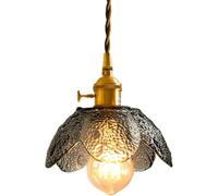 KANBUN Chandelier, Style Flower Glass Pendant Lamp Bedroom Restaurant Bar Chandelier Japanese Copper V-intage Industrial E27 Ceiling Hanging Fixtures Lighting Interesting Life(Clear)