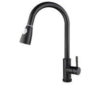 KANBUN Chrome Kitchen Faucet Pull-Out Sink Mixer Stainless Steel Hot and Cold Mixing Tap with Multifunctional,Black A