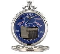 KANBUN Fashion Blue Luminous Surface Musical Movement Pocket Watch Chain Hand Crank Playing Music Unique Quartz Watch,Watches