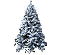 KANBUN flocked snoin artificial christmas tree decorated trees hinged premium pine in metal stand auto-spread for holiday decor-green 6ft the new