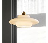KANBUN Modern European Style Brass Finish Round Glass Pendant Lamp for Living Room and Bedroom Adjustable Chandelier with Hanging Fixture for Family Room Lighting
