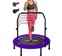 Kanchimi 40" Folding Mini Fitness Indoor Exercise Workout Rebounder Trampoline with Handle, Max Load 150KG(Black Purple)