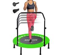 Kanchimi 40" Folding Mini Fitness Indoor Exercise Workout Rebounder Trampoline with Handle, Max Load 330lbs(Green)