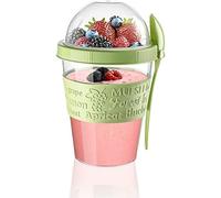 Kandall Original Take & Go Yoghurt Pot for Breakfast 600ml Granola Muesli Cereal Yogurt Pot with Spoon Lid Leakproof Plastic 100% BPA Free Dishwasher Safe (Green)
