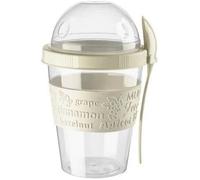 Kandall Original Take & Go Yoghurt Pot for Breakfast 600ml Granola Muesli Cereal Yogurt Pot with Spoon Lid Leakproof Plastic 100% BPA Free Dishwasher Safe (White)