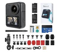 KanDao QooCam 3 Action Camera, Motorcycle Combo, 5.7K 62MP Photo 60fps Flawless 360 Video Camera, Dual Sensors 1/1.55" Best for Recording Vlog Camera, Waterproof Super Steady Stabilization,