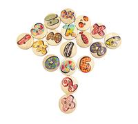 KanDery 200PCS Round Shape Wooden Buttons for DIY Crafts, 2 Holes Cartoon Painted Decorative Buttons, Novelty Cartoon Patterns Buttons for DIY Sewing Craft Scrapbook Decorations (Wood Color)