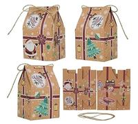 KanDery 30PCS Christmas Kraft Paper Gift Boxes, House Shape Christmas Paper Candy Boxes, Xmas Party Favour Boxes, Creative Paper Treat Boxes for Christmas Party Decorations, White, 30Pack