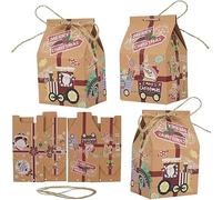 KanDery 30PCS Christmas Kraft Paper Gift Boxes, House Shape Christmas Paper Candy Boxes, Xmas Party Favour Boxes, Creative Paper Treat Boxes for Christmas Party Decorations