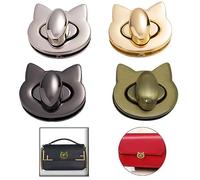 KanDery 4PCS Cat Shape Twist Turn Lock, Purse Lock, Thumb Turn Lock, DIY Catch Buckle Clasp for Bag Making Book Leather Fabric Handbag Wallet