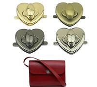 KanDery 4PCS Heart Shape Twist Turn Lock, Purse Lock, Thumb Turn Lock, DIY Catch Buckle Clasp for Bag Making Book Leather Fabric Handbag Wallet