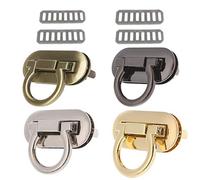 KanDery 4PCS Oval Twist Turn Lock, Purse Lock, Thumb Turn Lock, DIY Catch Buckle Clasp for Bag Making Book Leather Fabric Handbag Wallet