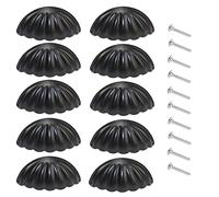 KanDery Vintage Shell Cabinet Knobs, Retro & Chic Carved Drawer Handles, Semicircle Furniture Door Handles, Half Moon Shape, Black
