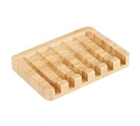 Kandid Bamboo Soap Dish - Non-Slip with Sloped Drip Design for Sink or Shower - 12cm x 8cm x 1.3cm