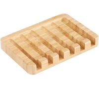 Kandid Bamboo Soap Dish With Drip Tray - With Self Draining Soap Saver for Shower, 12.8cm x 9.8cm x 1.6cm