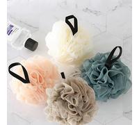 Kandid Shower Scrubber Set: Four mesh scrubbers, 12x12x12cm, 5g Each. Includes Individual and Set of 4 in Rose, Cream, Beige, and Navy. (Beige)