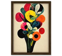 Kandinsky Inspired Abstract Multicolour Flower Bouquet Artwork Framed Wall Art Print A4 Artery8 Brown One Size