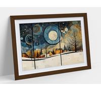 Kandinsky style Autumn Stunning Framed Wall Art Print Picture - A3 - Walnut Frame