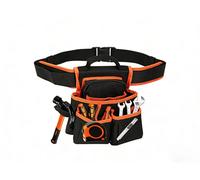 Kandishiex Tool Belt Pouches Multi Pockets Oxford Cloth Electrician Waist Tool Bag with Hammer Holder for Carpenter Electrician(Black orange)