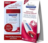KANDISIN Classic Table Sweetener Dispenser for on the go 1x100 pcs and Refill Pack 1200 pcs. - The calorie-free sweetener for coffee, tea and other beverages/Austria