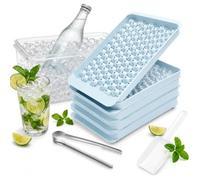 KANDONEX Round Ice Cube Trays, Pack of 4 Mini Ice Cube Trays (104 x 4 = 416) with Lid, Container and Scoop, BPA-Free, Easy Release, Dishwasher Safe, Ideal for Nugget, Cocktails and Iced Coffee