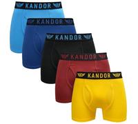 Kandor Bamboo Boxer Shorts for Men Multipack of 5 - Comfortable Breathable Stretch Cotton Trunks in Colour Mix 5 Pack - Bold Base M
