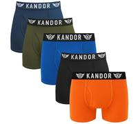 Kandor Bamboo Boxer Shorts for Men Multipack of 5 - Comfortable Breathable Stretch Cotton Trunks in Colour Mix 5 Pack - True Flame XL