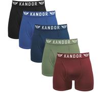 Kandor Bamboo Boxer Shorts for Men Multipack of 5 - Comfortable Breathable Stretch Cotton Trunks in Colour Mix 5 Pack - Deep Tone L
