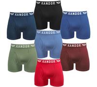 Kandor Bamboo Boxer Shorts for Men Multipack of 7 - Comfortable Breathable Stretch Cotton Trunks in Colour Mix 7 Pack - Deep Tone S