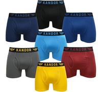 Kandor Bamboo Boxer Shorts for Men Multipack of 7 - Comfortable Breathable Stretch Cotton Trunks in Colour Mix 7 Pack - Bold Base M