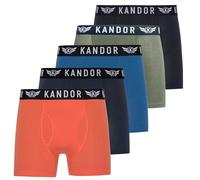 Kandor Bamboo Boxer Shorts for Men - Pack of 5, Soft, Breathable Underwear for Men, Men's Underwear Made of Bamboo Viscose and Cotton, Plain & Black Boxer Set (XL, Set in Orange)