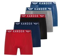 Kandor Bamboo Boxer Shorts for Men - Pack of 5, Soft, Breathable Underwear for Men, Men's Underwear Made of Bamboo Viscose and Cotton, Plain & Black Boxer Set(S, Mix Pack Blue-Red)