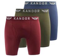 Kandor bamboo long leg mens boxers - 3 pack, soft, anti chafing, moisture wicking boxer shorts for men with front opening - fly, men’s underwear trunks multipack(S, BAMBUS0-PK-C)
