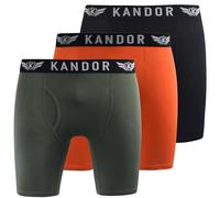 Kandor bamboo long leg mens boxers - 3 pack, soft, anti chafing, moisture wicking boxer shorts for men with front opening - fly, men’s underwear trunks multipack(L, BAMBUS0-PK-B)