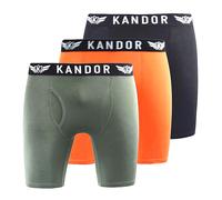 Kandor bamboo long leg mens boxers - 3 pack, soft, anti chafing, moisture wicking boxer shorts for men with front opening - fly, men’s underwear trunks multipack(S, BAMBUS0-PK-B)