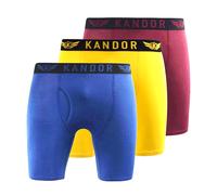 Kandor bamboo long leg mens boxers - 3 pack, soft, anti chafing, moisture wicking boxer shorts for men with front opening - fly, men’s underwear trunks multipack(S, BAMBUS0-PK-E)